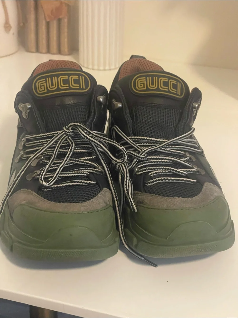 Gucci Black & Green Men's Chunky Lace-Up Sneakers